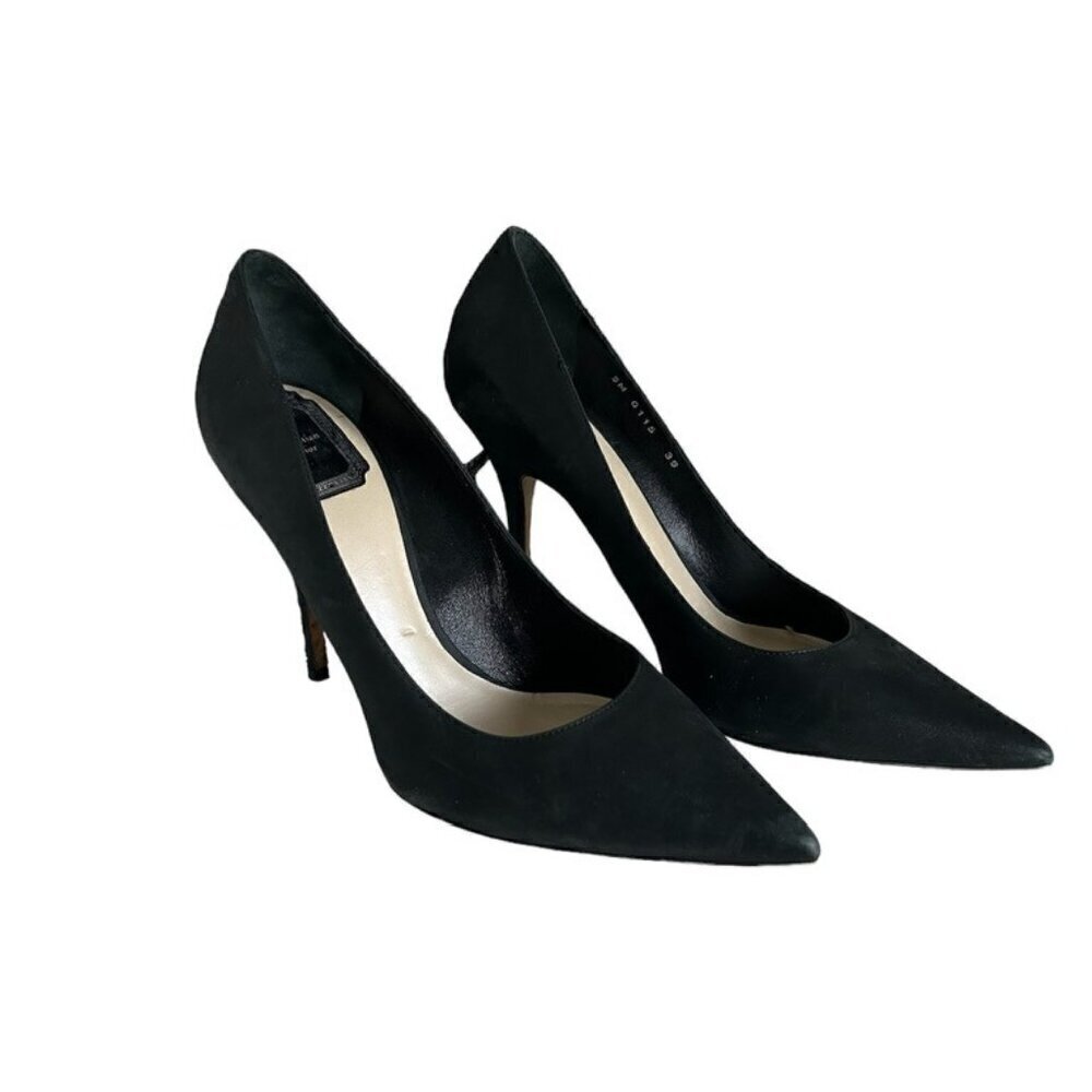 CHRISTIAN DIOR Black Fabric Stiletto Pointed Toe Pumps EU 39